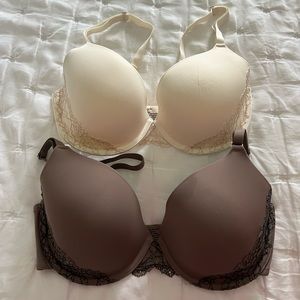 Set of 2 SOMA full coverage lace trim bras 34D